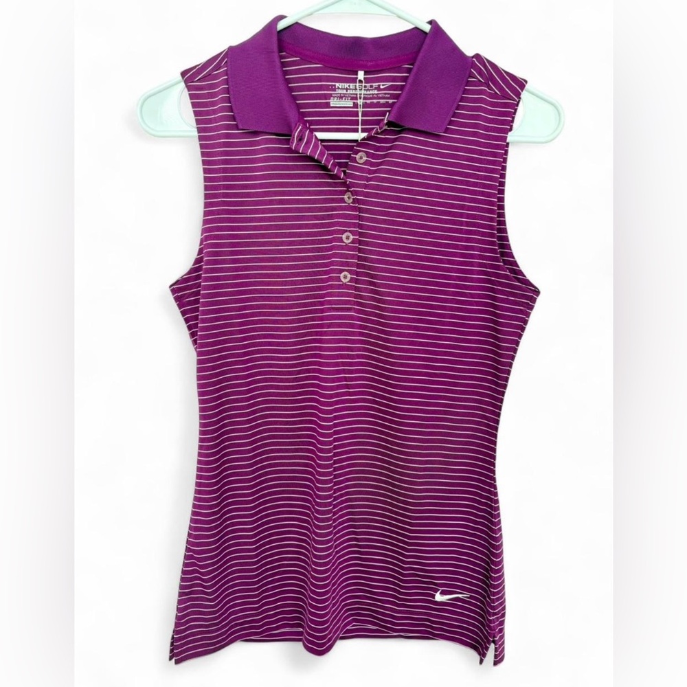 NWT Nike Golf Performance Dri-fit Striped Tank Top XS Button Collared Sleeveless
